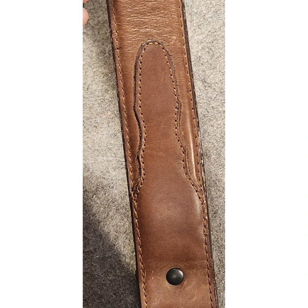 Ariat Leather Belt Mens Size 36 Brown Western Logo Buckle‎ Distressed D1022